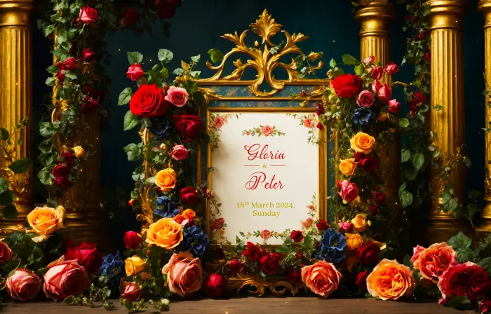 Unique 3D Floral Frame Wedding Invitation Slideshow